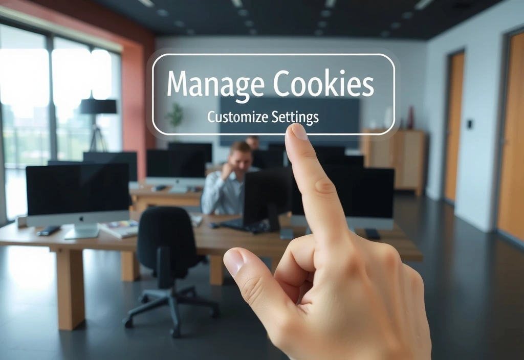 Hand interacting with a digital cookie settings interface